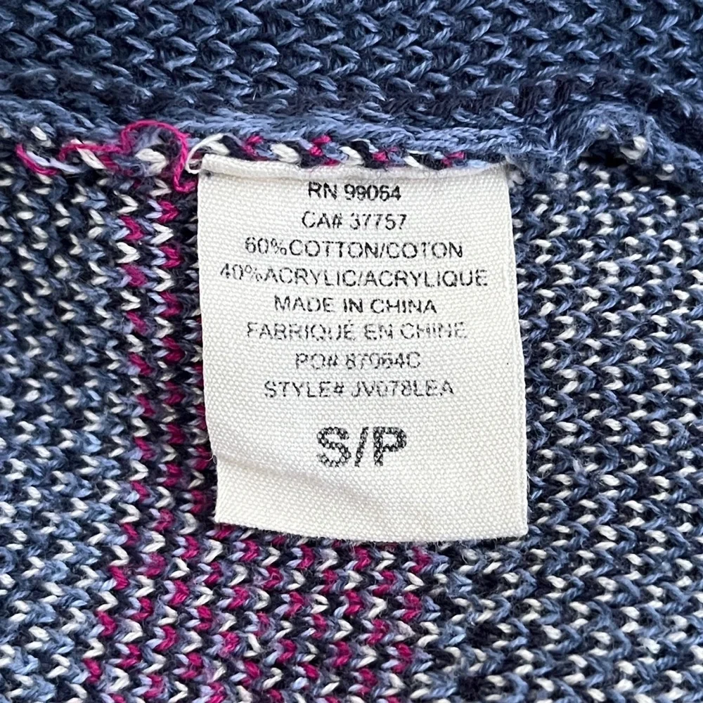 Blue Patterned Belted Shawl Cardigan Sweater - Picture 6 of 16